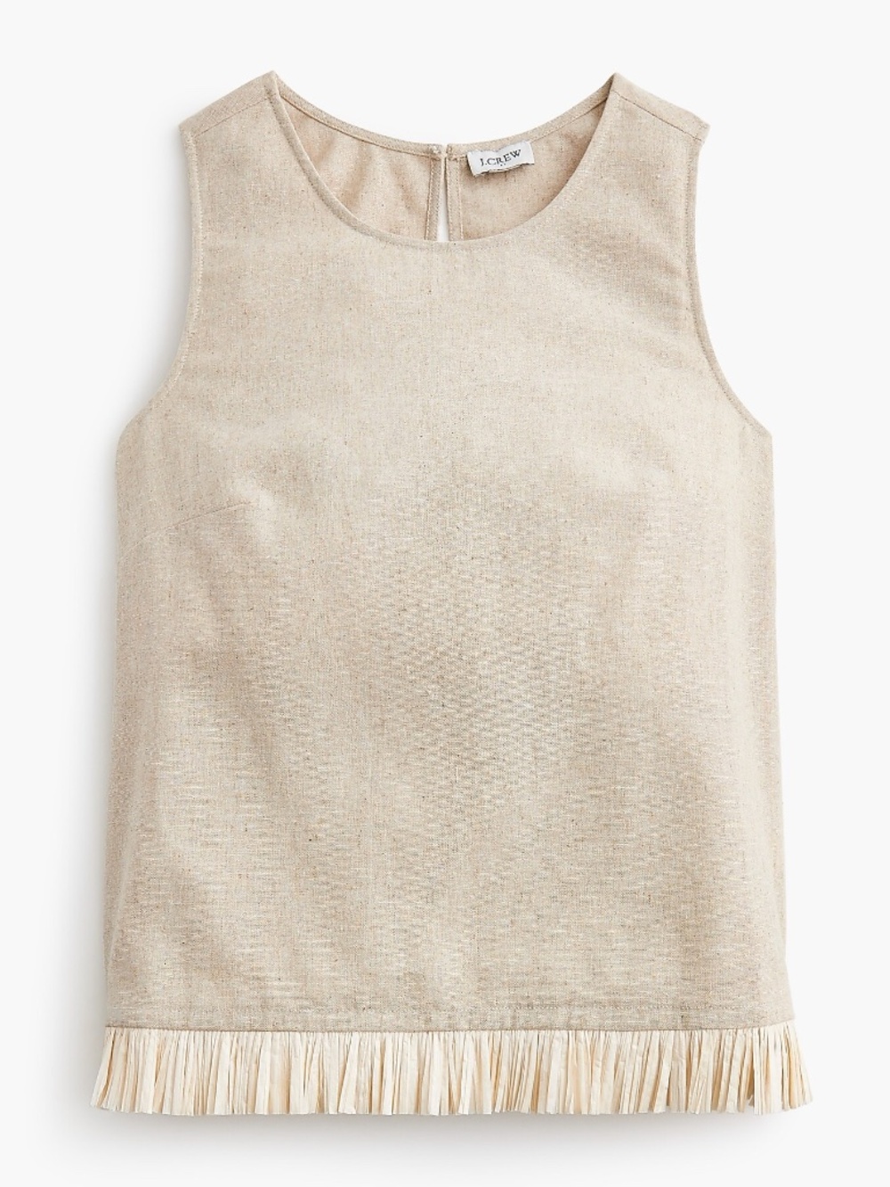 J.Crew Factory Straw-trim Linen-blend Shell - Picture 4 of 4